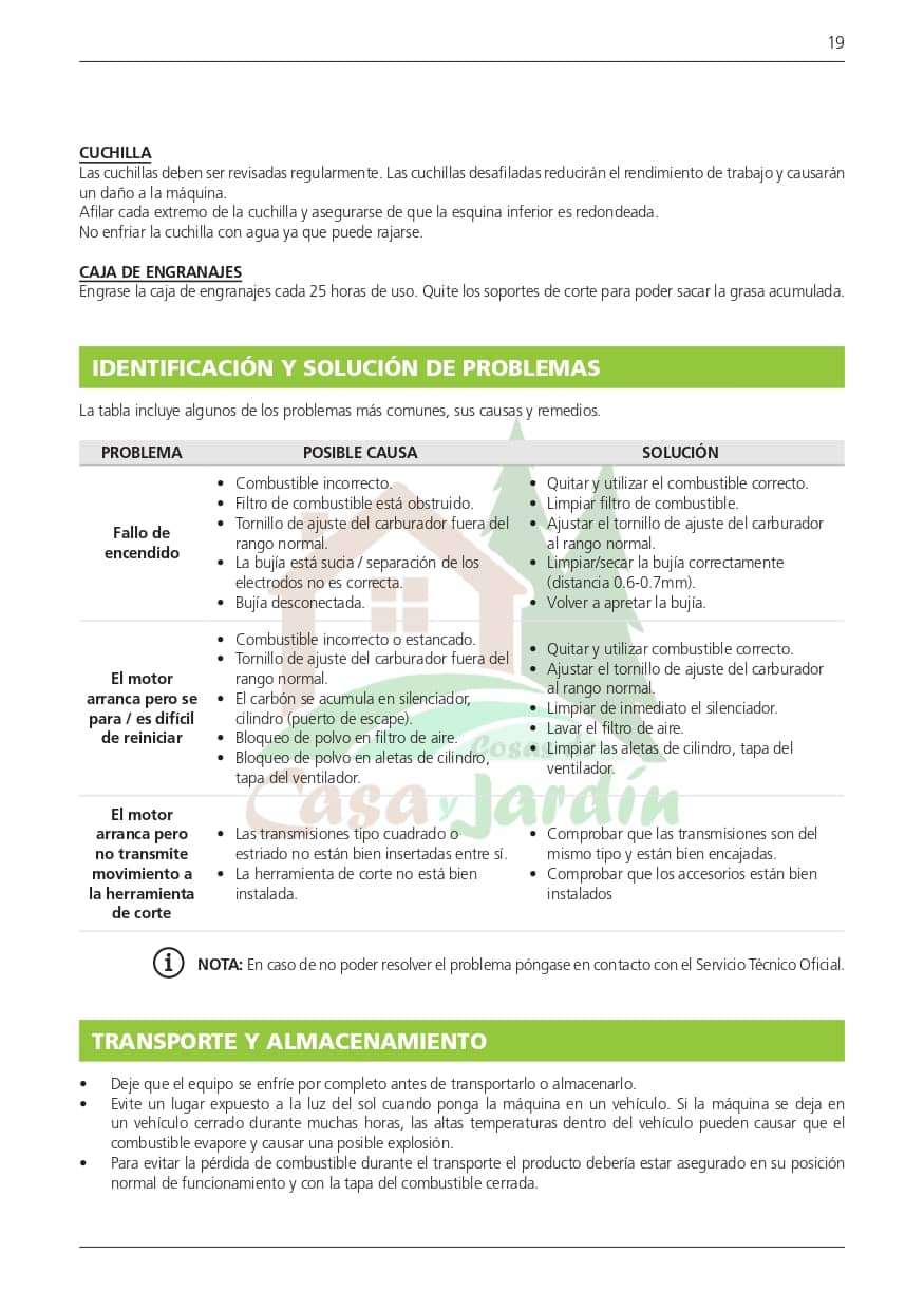 Pag. 19 - Instrucciones desbrozadora LHD52L
